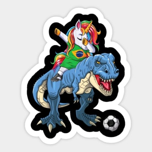 Dabbing Unicorn Dino T-Rex Flag Soccer Lovers Sticker